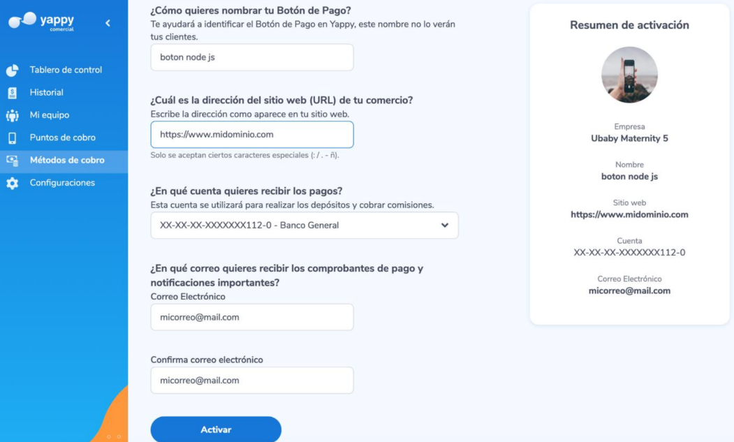 Configuración del Botón de Pago Yappy