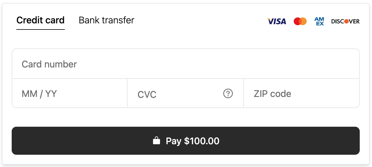 preview of the payment component