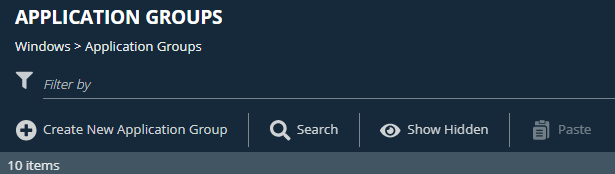 App groups page with Show Hidden button