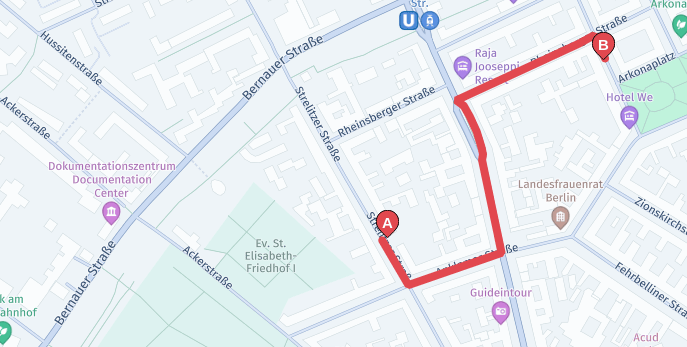 The updated route does not contain the via waypoint anymore