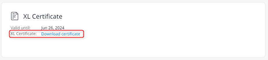 Download an existing XL certificate