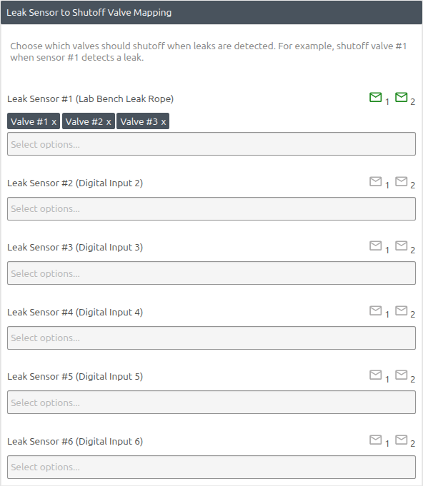 One-to-many mapping with Sensor 1 mapped to Valves 1, 2, and 3