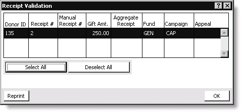 Desktop: Fundraising > Generate reports > Receipt > Sample Auto Receipt (Crystal)
