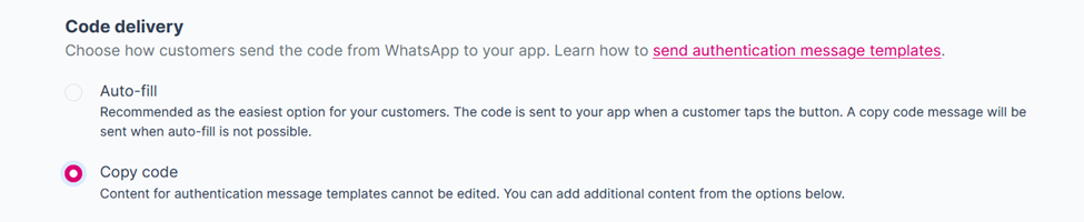 Figure 66: Selecting the "copy code" method.