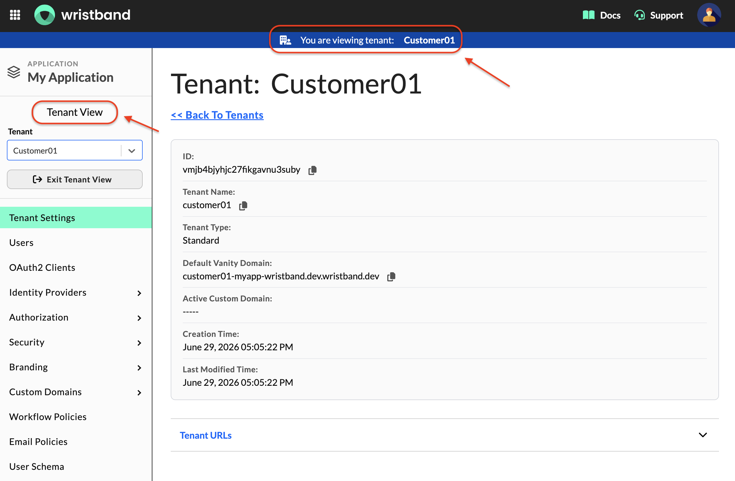 Tenant View: Configure settings that only affect one tenant.