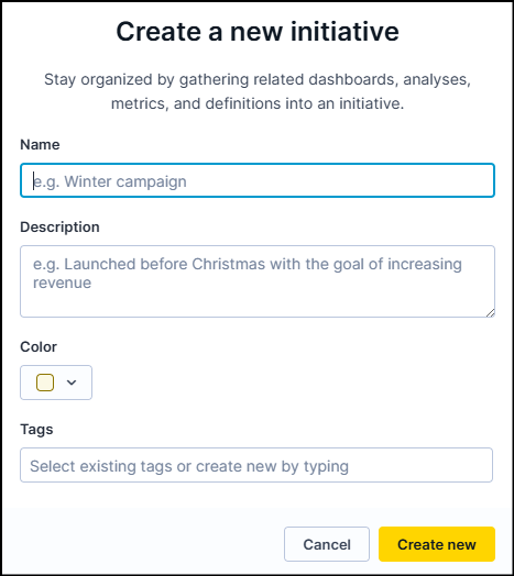 Initiative selection dropdown in cloning settings
