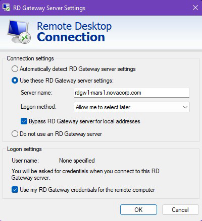 These are example values showing how one of our customers may connect to a desired computer.