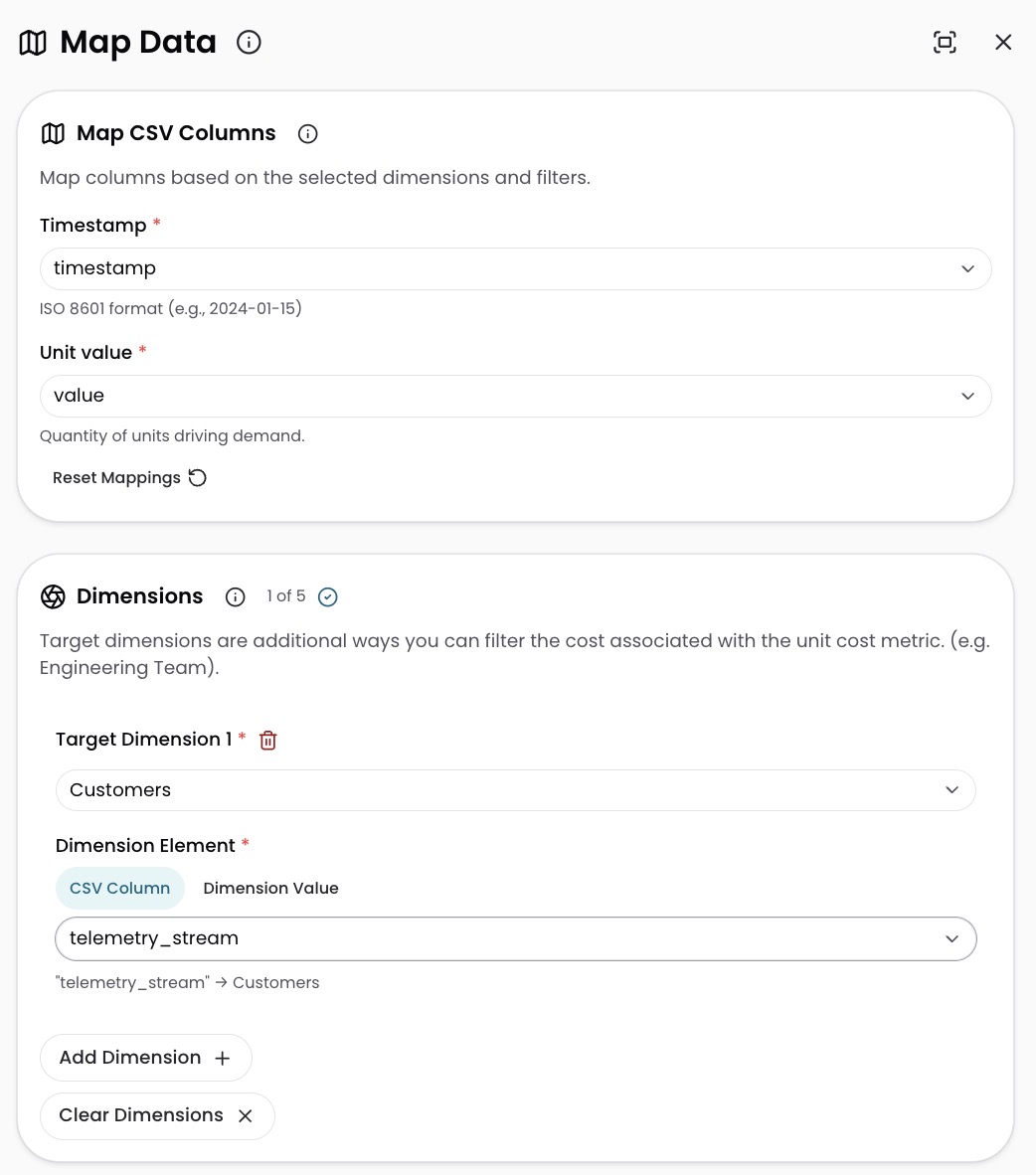 CSV Reference Table showing column mappings and validation