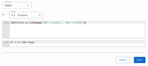 Create a Workflow to Block a CIDR Range