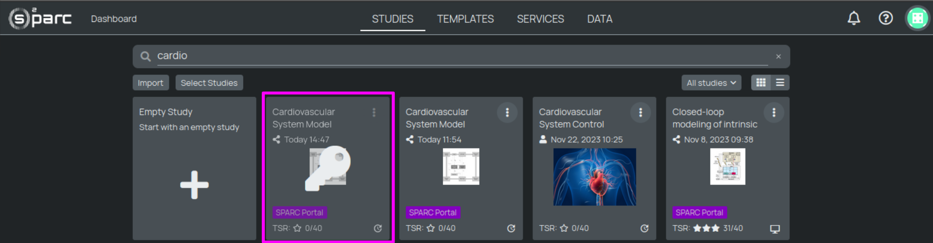 Figure 7: o²S²PARC Dashboard, while the model is being closed and saved (purple rectangle)