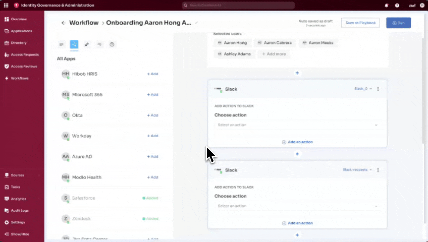 Slack app showing all actioon types onboarding.gif