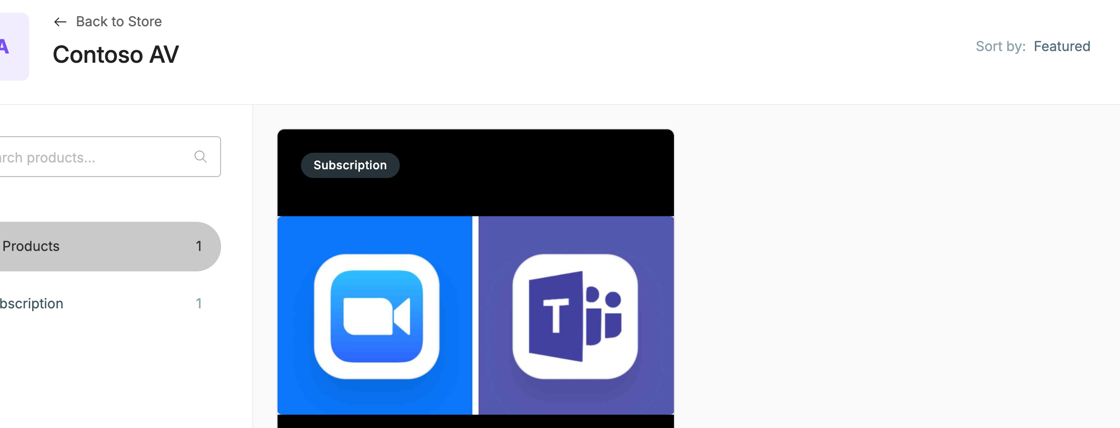 A vendor's product catalog with search, sort, and category filters.