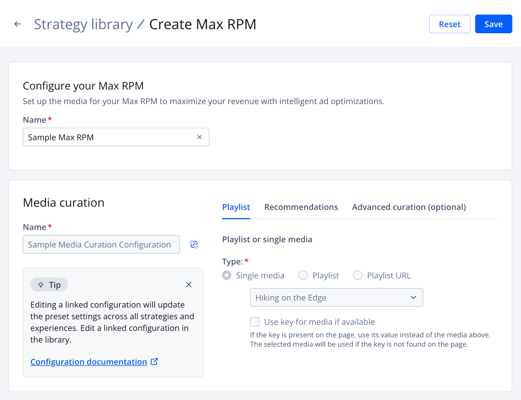 Create Max RPM page
