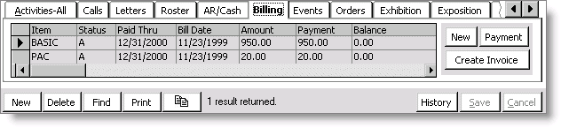 From Customers, select Manage customers, find customer record, and select Billing tab