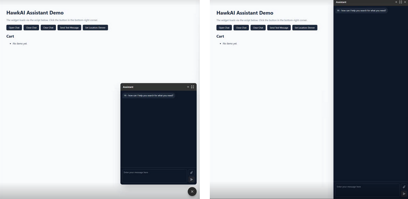 An assistant with display 'window' vs. An assistant with display 'drawer'.