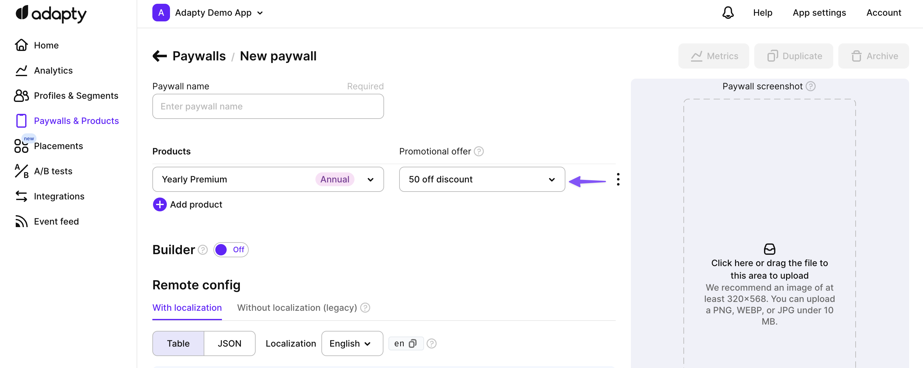 Configure offers in the paywall
