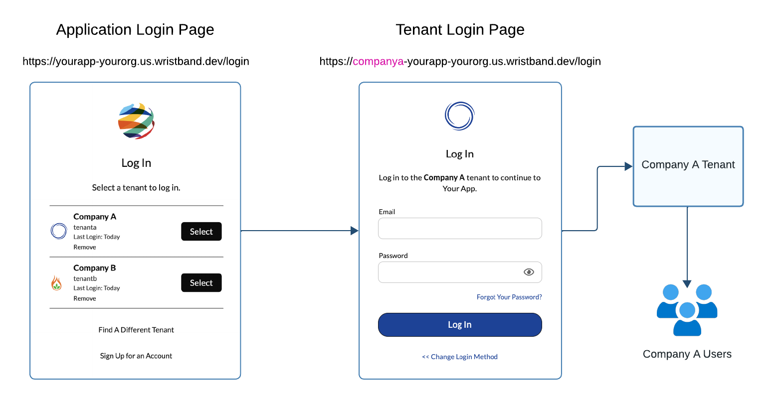 Figure 5. Illustration showing the application login page with 'Remember tenants' enabled.