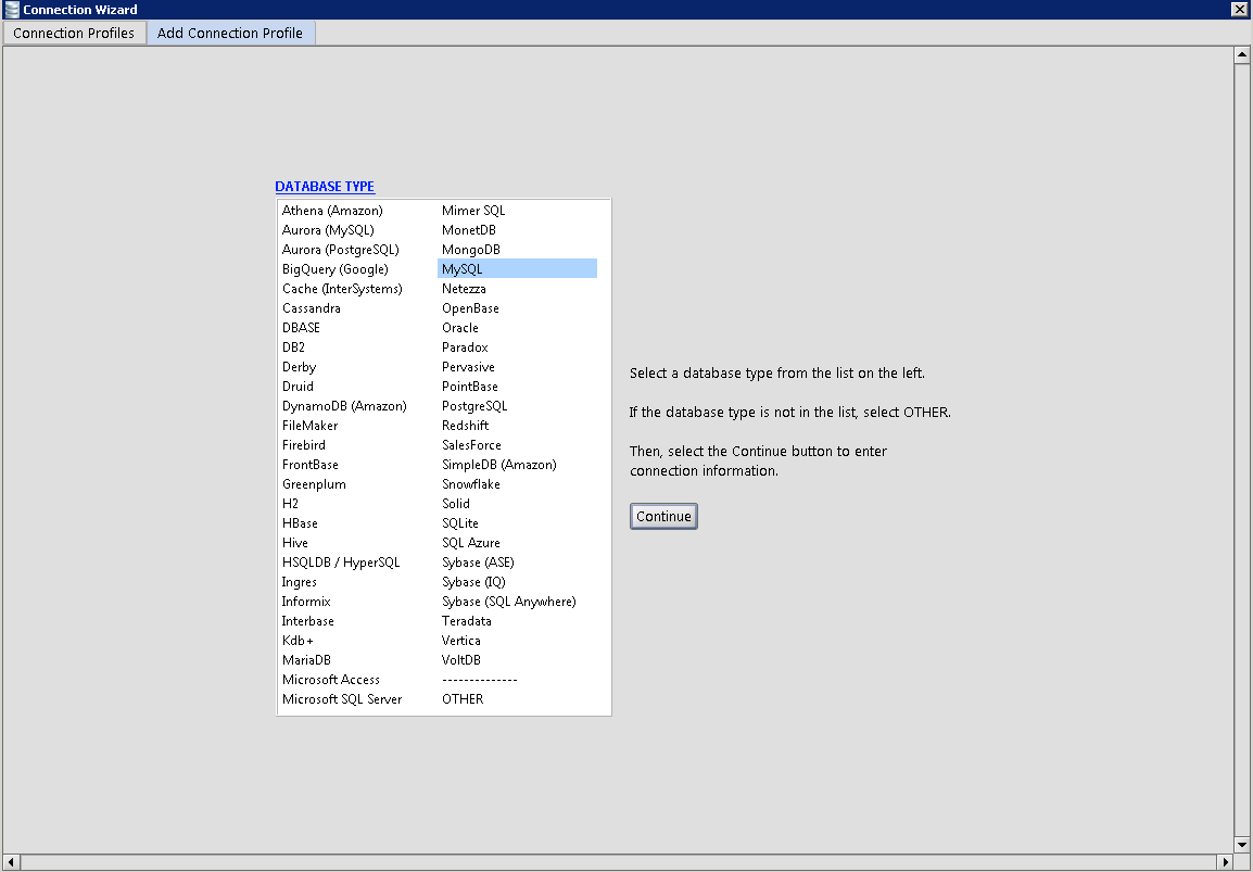 razorsql mysql database to zip file