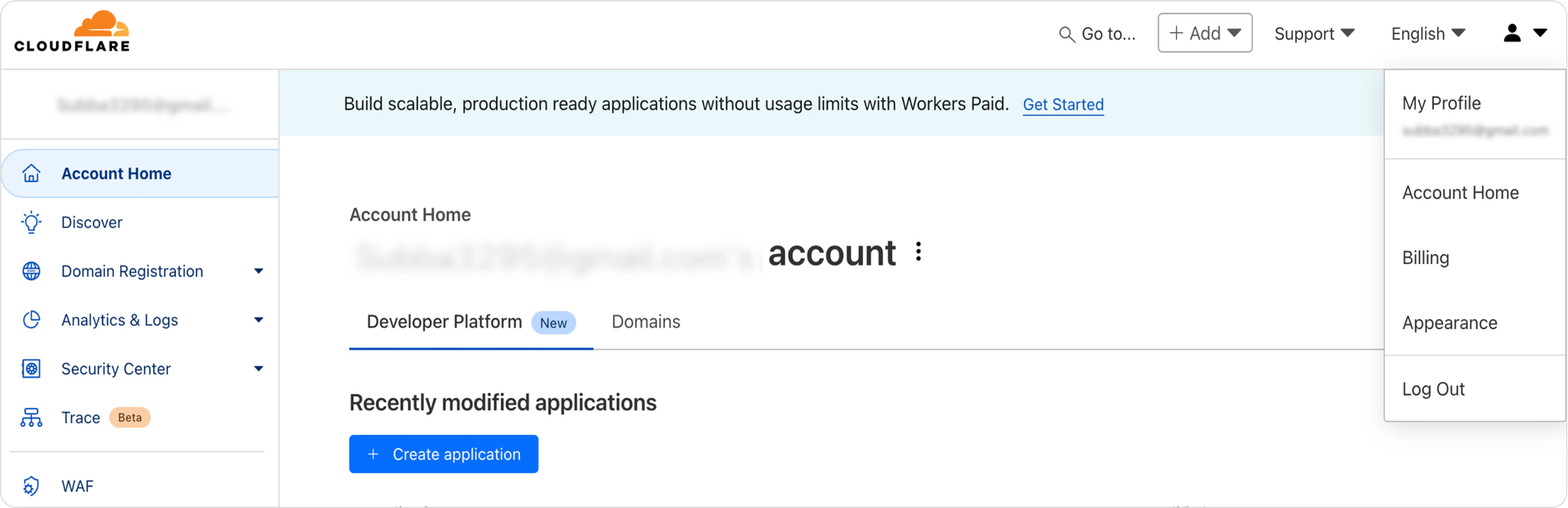 Cloudflare dashboard