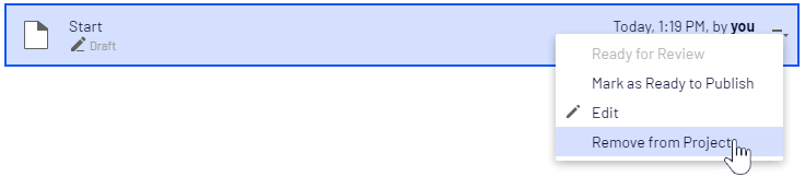 Remove project content