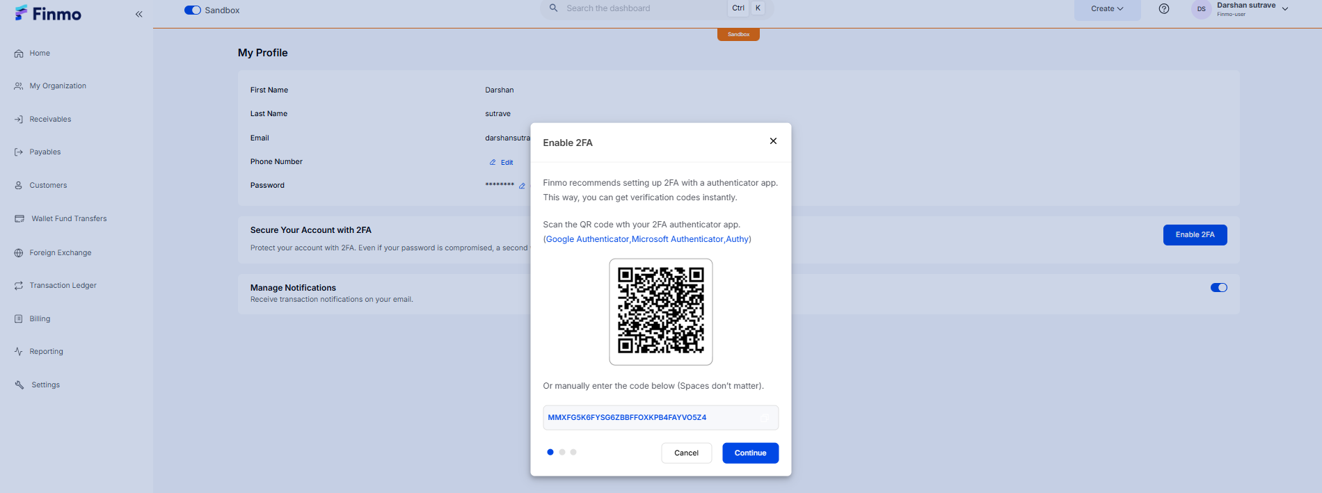 Enable 2FA