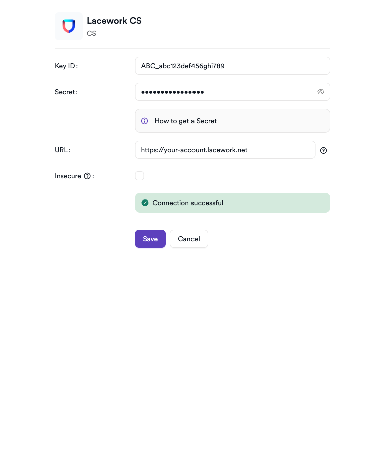 Lacework CS settings