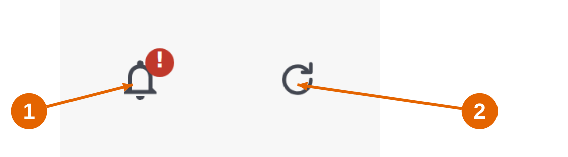 Figure 6. Manage Alerts (1) and Reload (2) appear beside Search Reports.