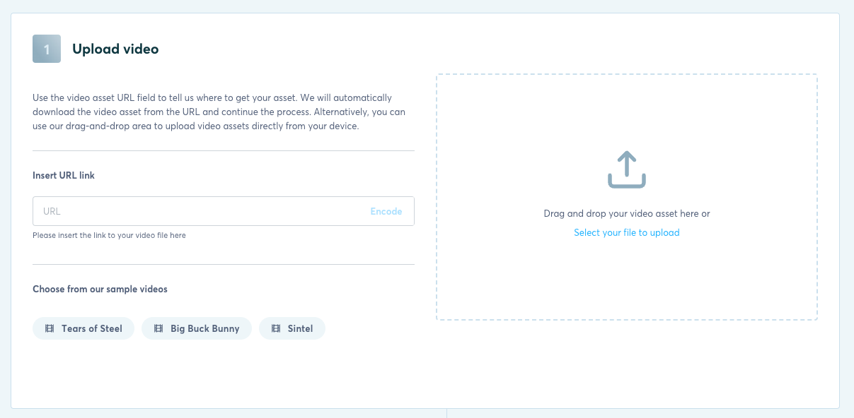 Simple drag&drop your asset which should be used for the Encoding.