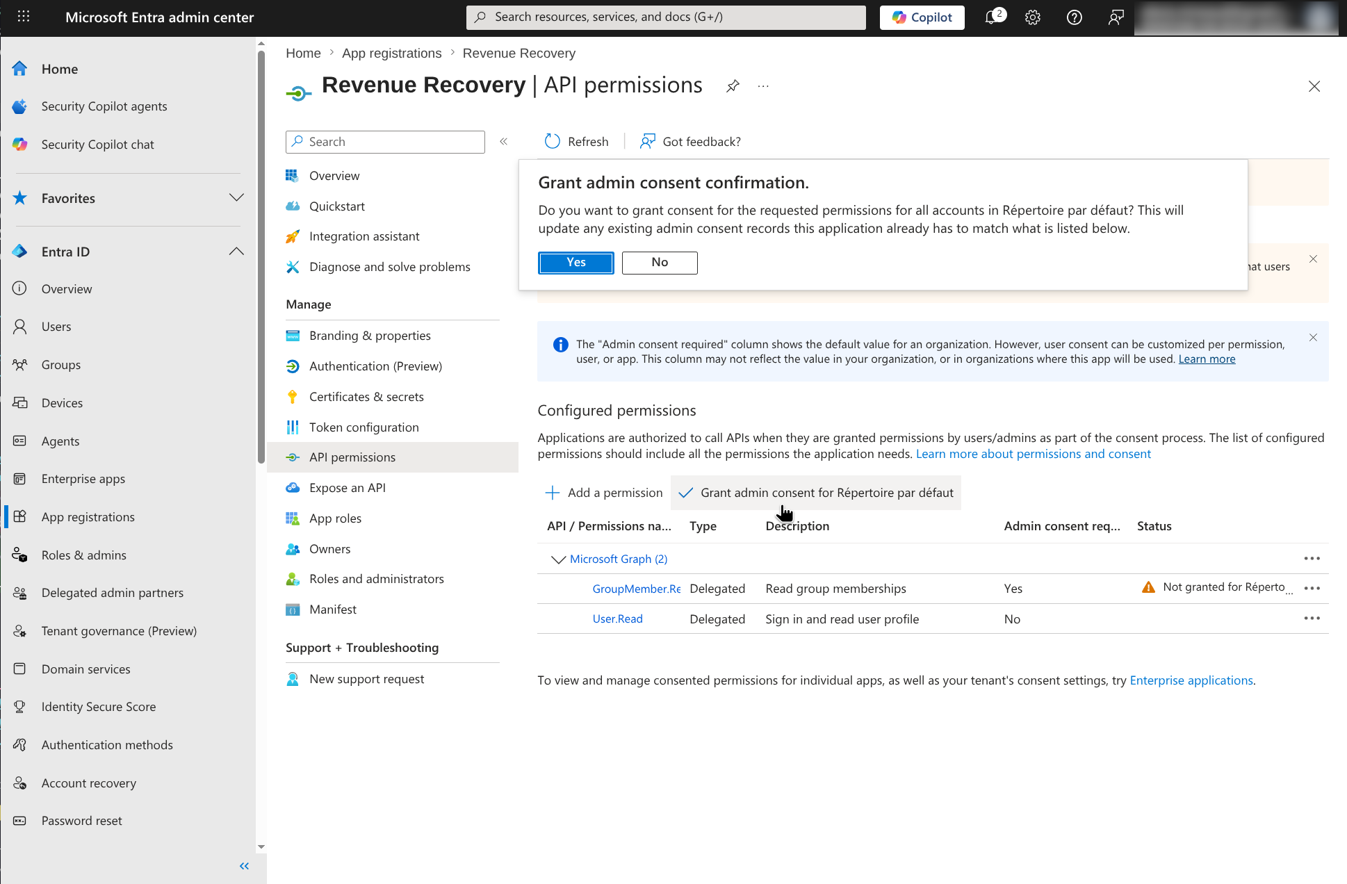 Grant Admin Consent