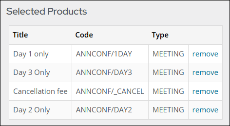 The Products tab of the "Campaign brochure" appeal displays the products added in step three.