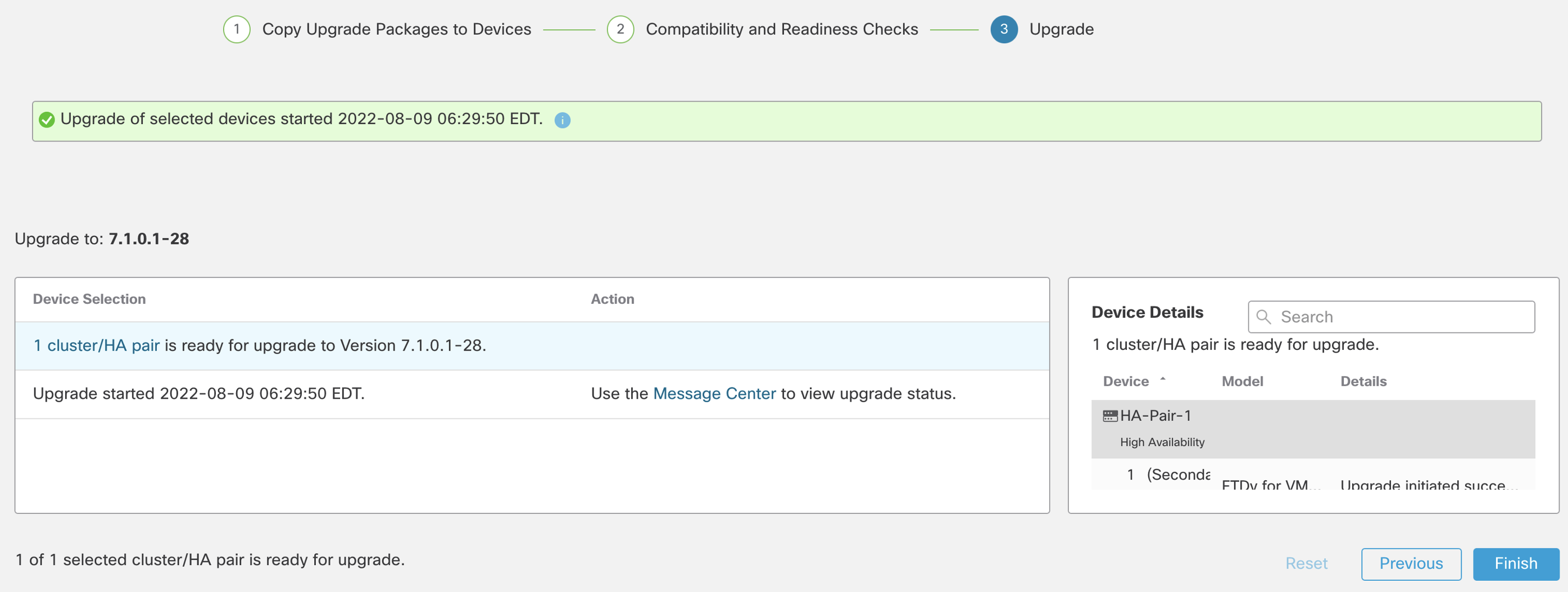 Figure 10: Upgrade wizard completed