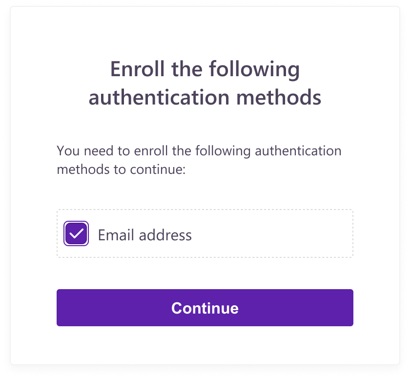 Enroll authentication method screen