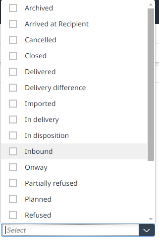 Filter options according to the "shipping status"