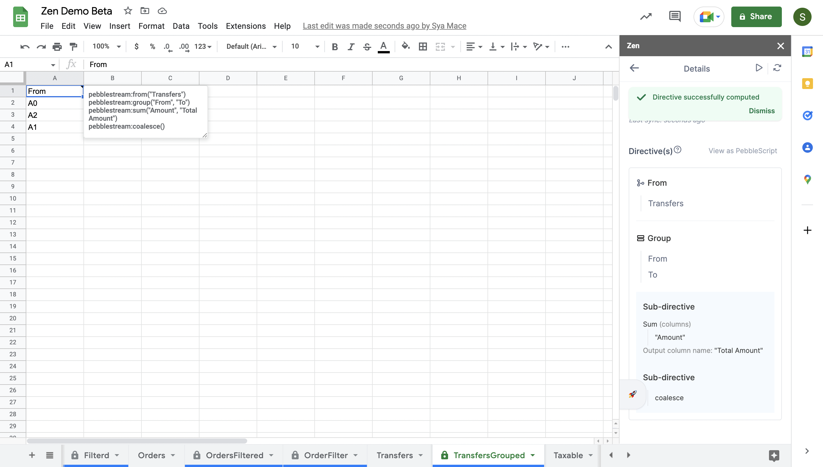 What it'll look like on the spreadsheet