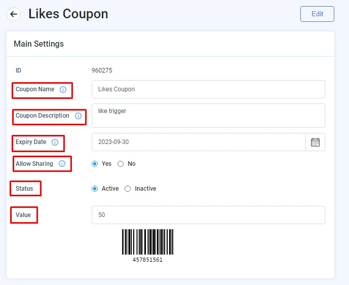 coupon setting