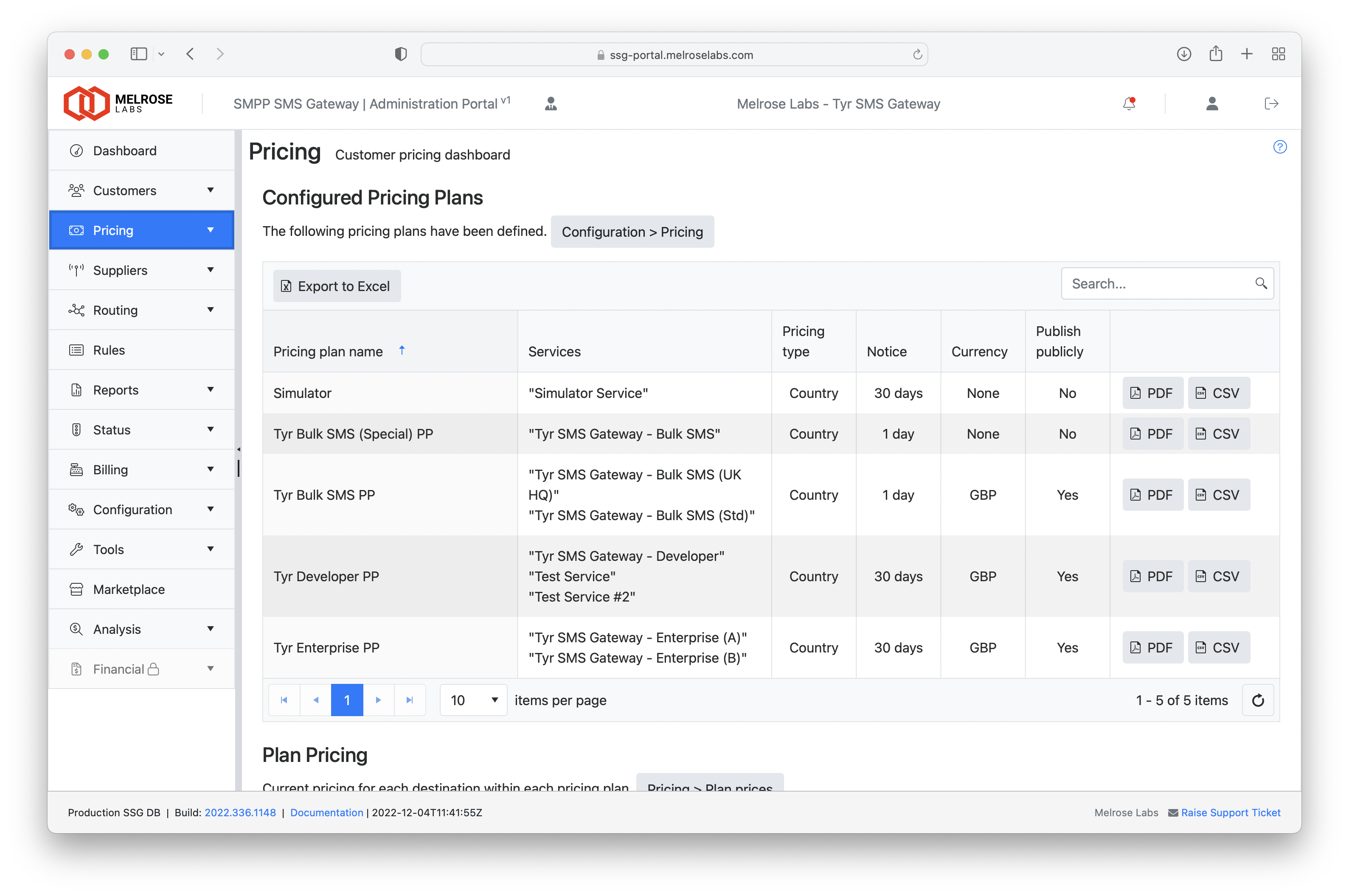 Customer pricing