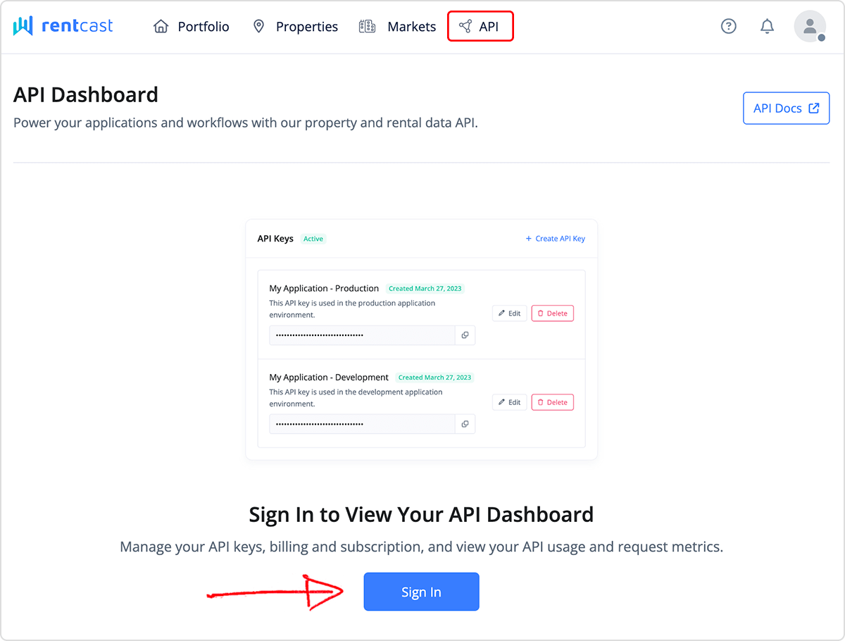 Creating a RentCast account