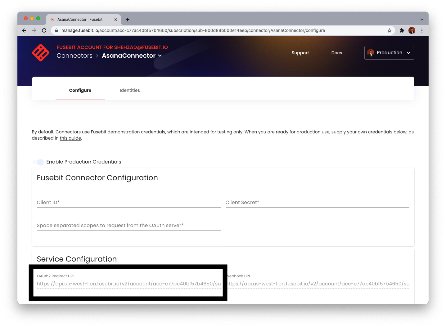 Asana Fusebit OAuth URL