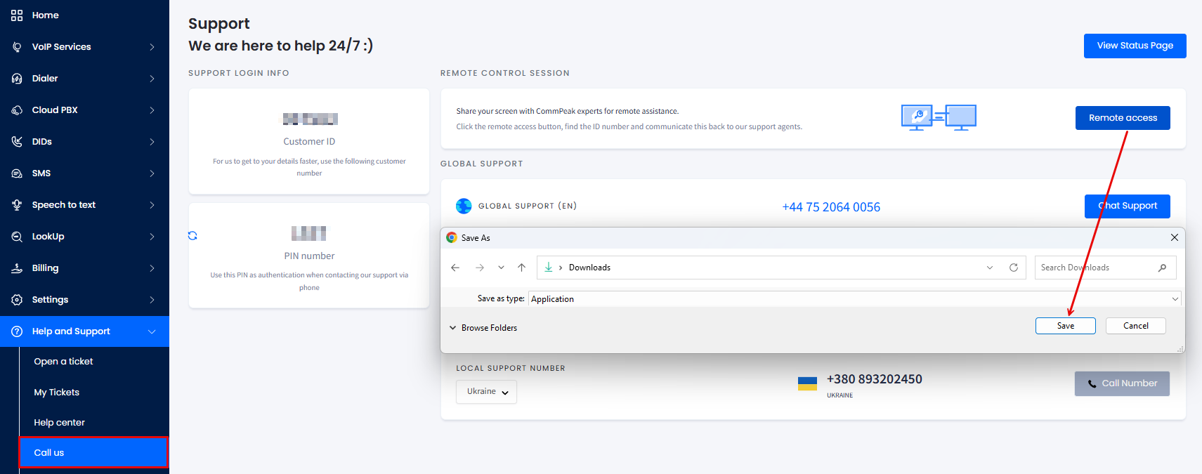 Screenshot of downloading the CPRemoteSupport app