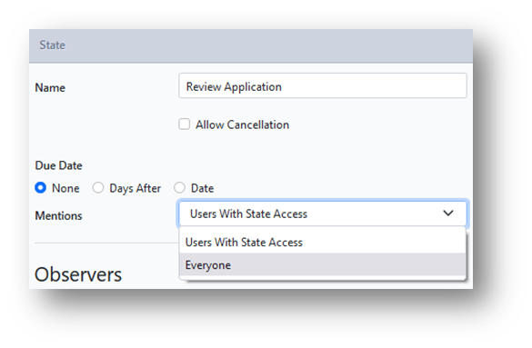 Options to control if a user is automatically added as an observer