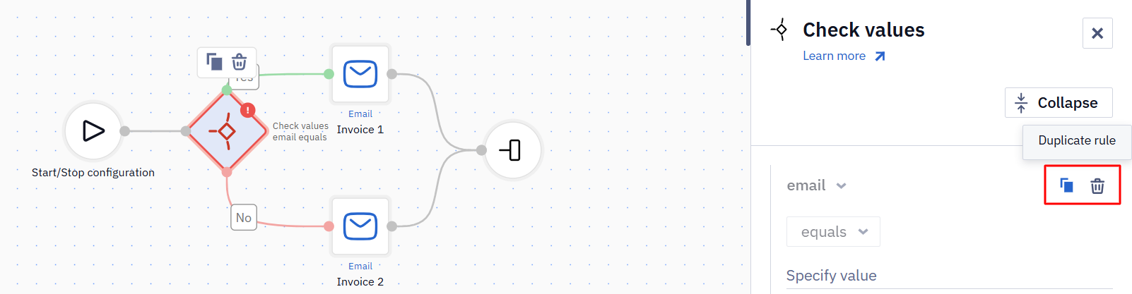 Duplicating and deleting a rule
