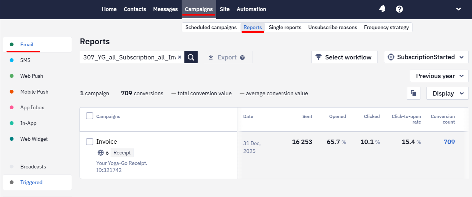 Campaigns → Reports