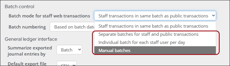 Batch mode options