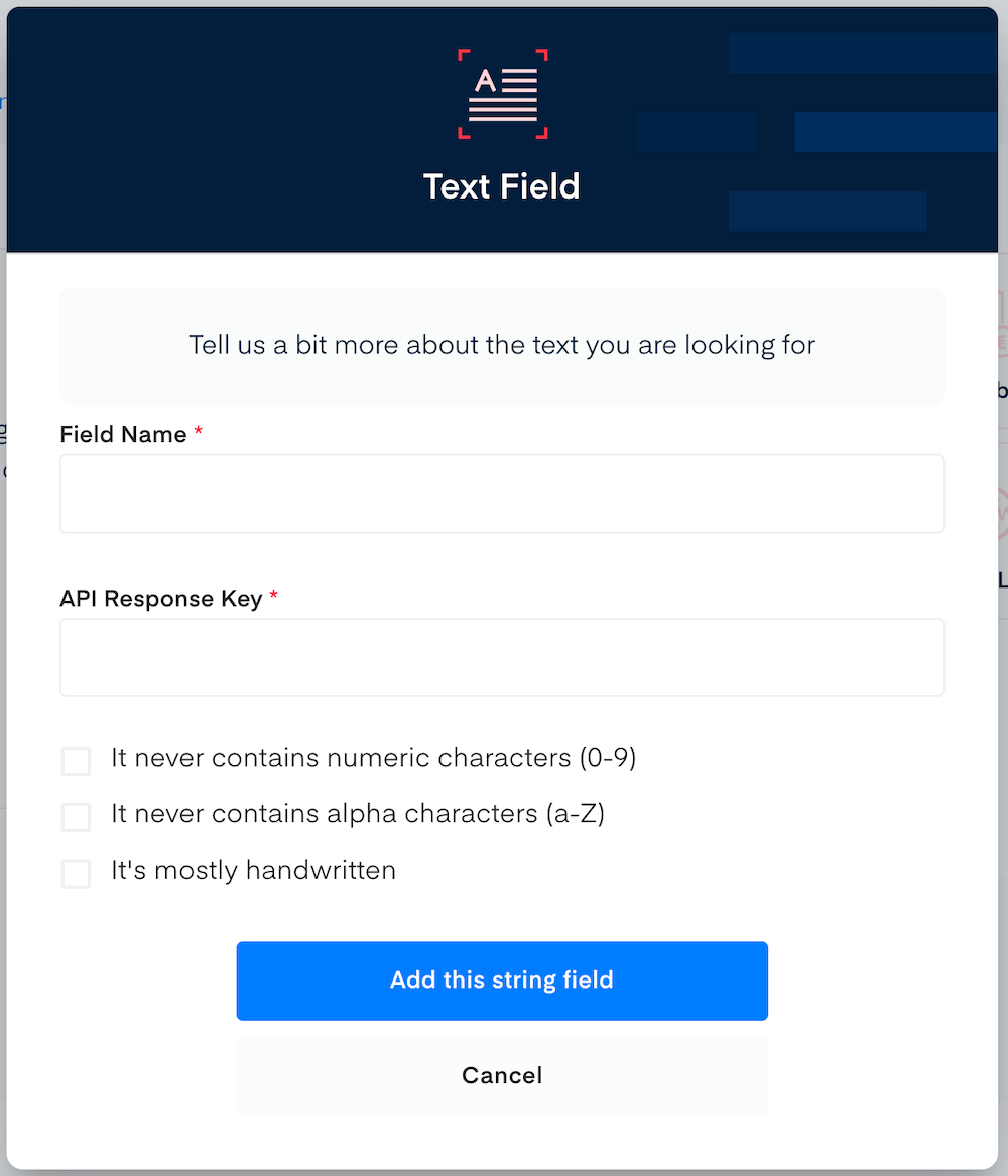 text field additional parameters