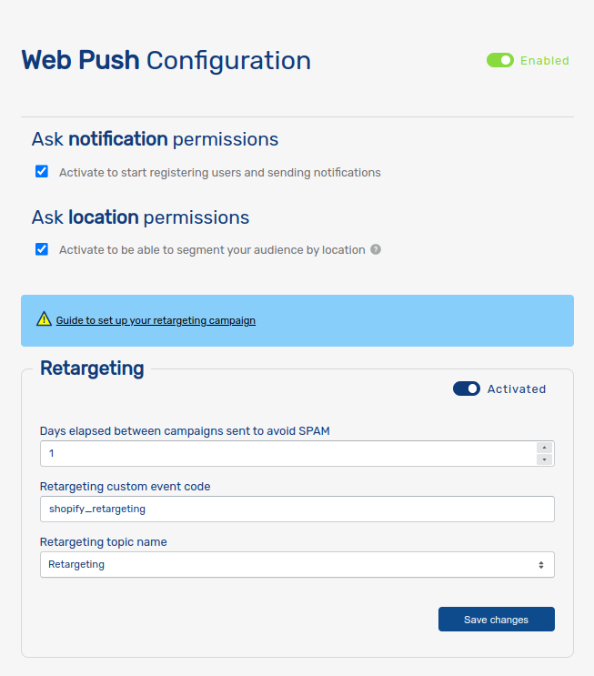 Web Push configuration