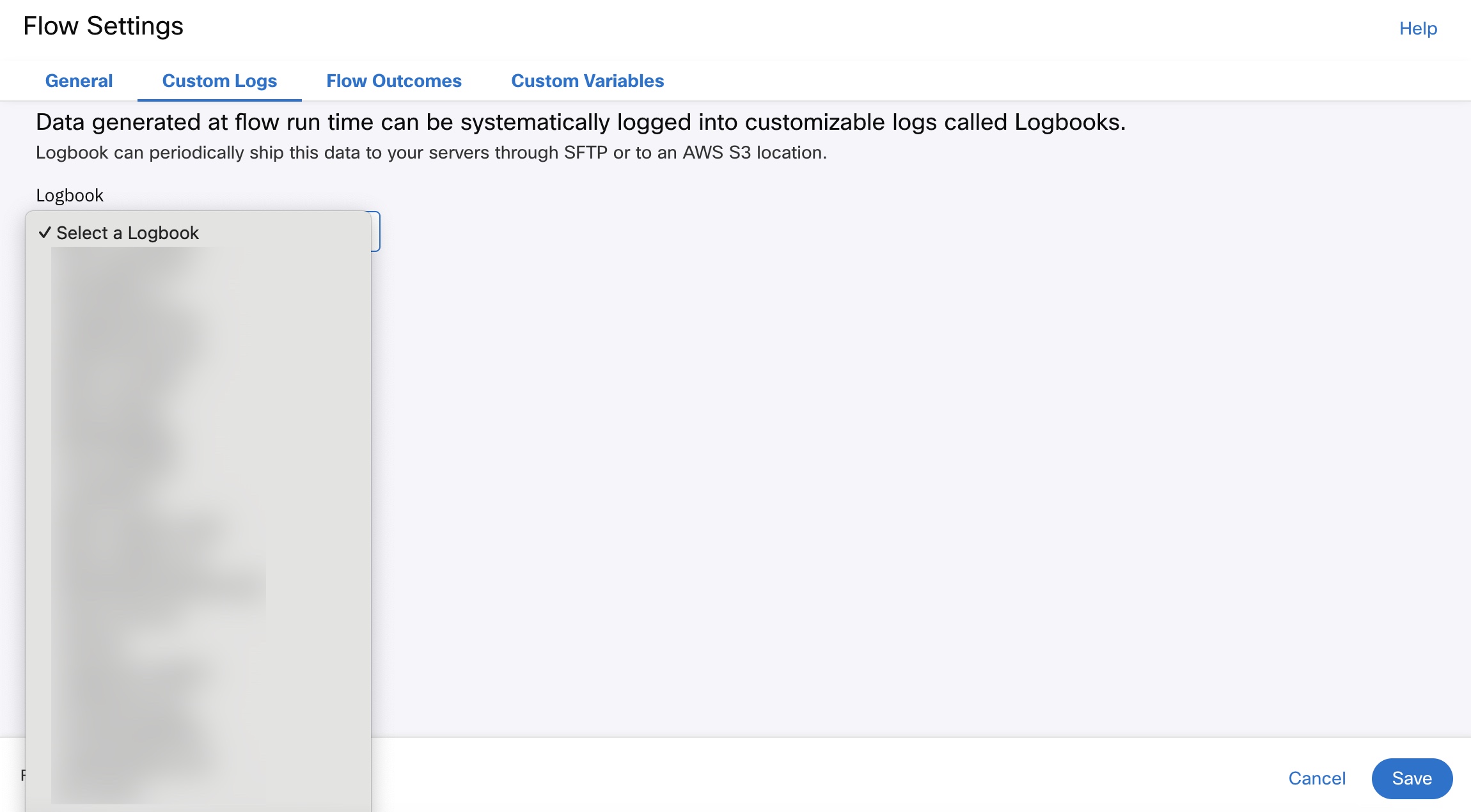 Screenshot of Mapping the Logbook to Flow.