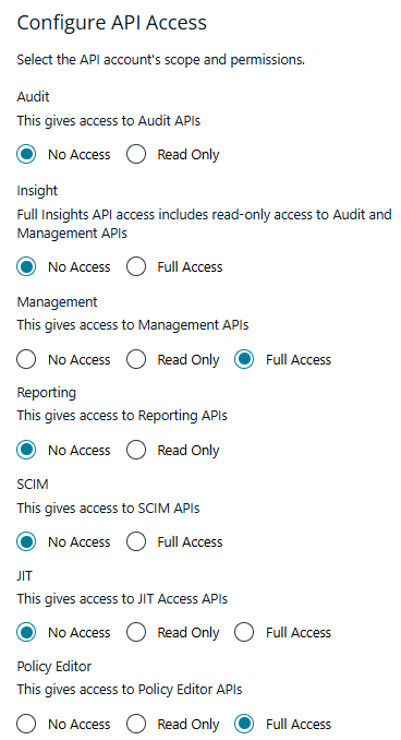 Set permissions for the EPM API account.