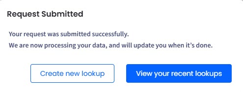 Screenshot of the lookup submission window