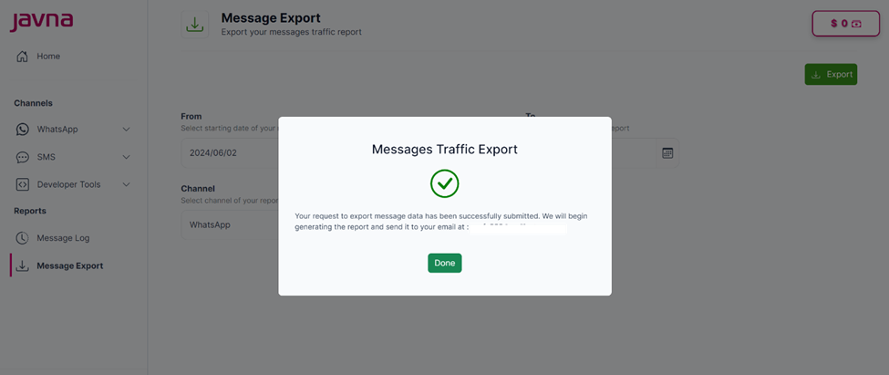 Figure 133: The confirmation message.
