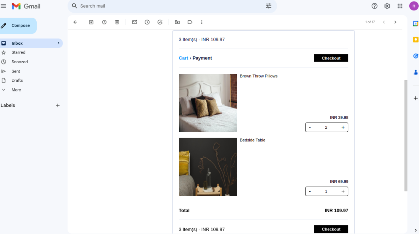 Example of a Product Collection Block in AMP Email